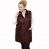 B21-6629MAG Sleeveless long jacket with zipper and collar - Bordeaux