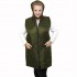 B21-6629MAK Long Sleeveless Jacket with zipper and hood - Cypress Green