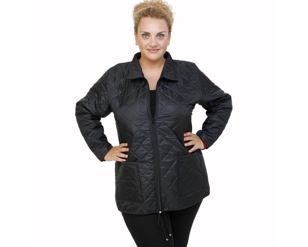 B21-6629G Jacket with zipper and collar - Black Plus Size