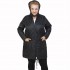 B21-6629MK Long Jacket with zipper and hood - Black