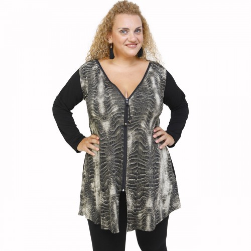 B21-8976F Blousedress with pattern and zipper