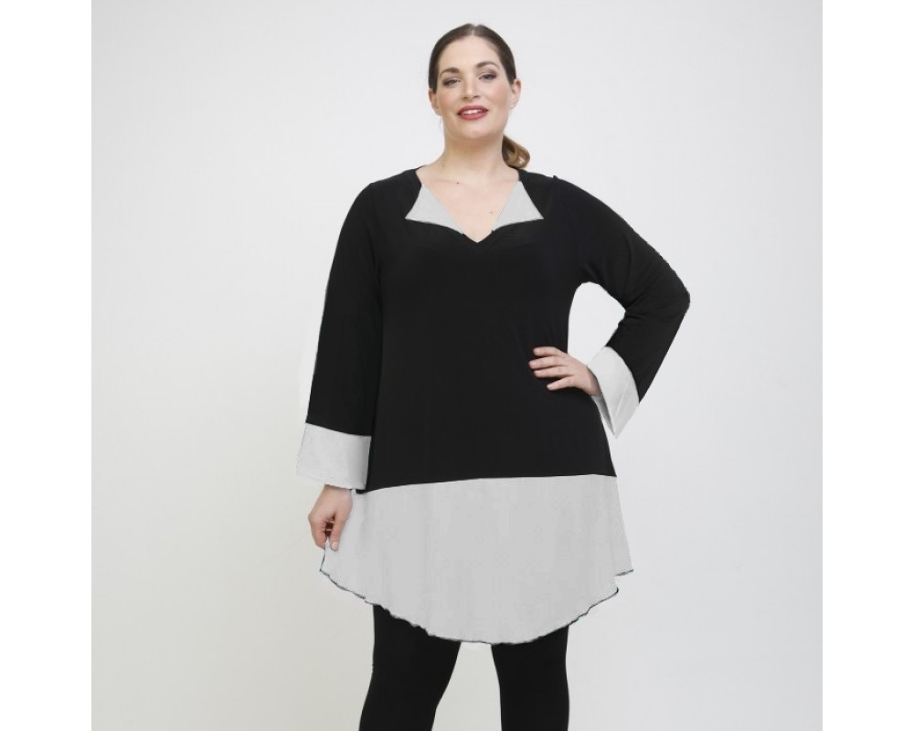 B22-120 Evaze compose Blousedress - White Plus Size