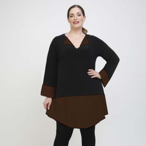 B22-120 Evaze compose Blousedress - Brown