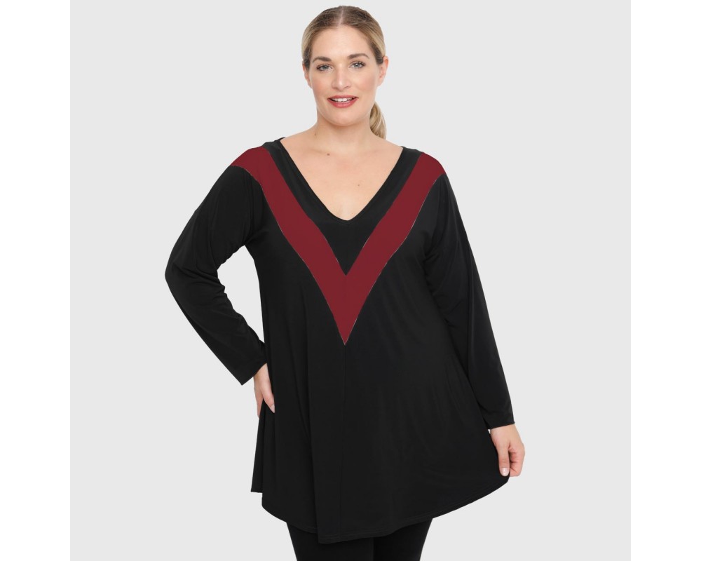 B22-109V Evaze blouse - Bordeaux Plus Size