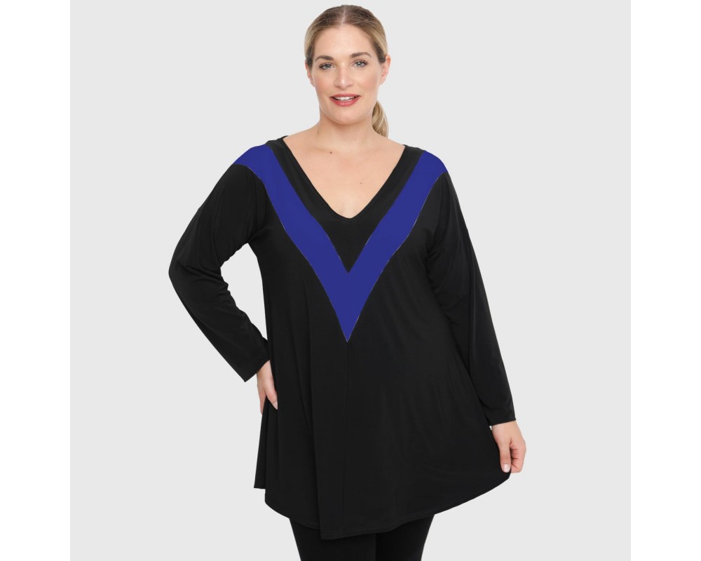 B22-109V Evaze blouse - Royal Blue Plus Size
