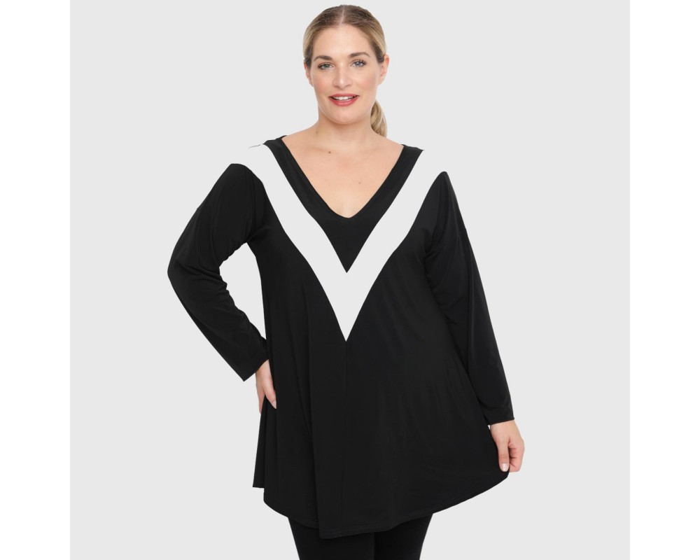 B22-109V Evaze blouse - White Plus Size