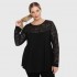 B22-113D Blouse with lace on neck and sleeves - Black