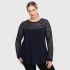 B22-113D Blouse with lace on neck and sleeves - Navy Blue