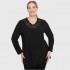 B22-114D Blouse with lace on neck - Black