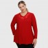 B22-114D Blouse with lace on neck - Dark red