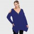 B22-123ATF Alpha blouse with decorative zipper and open shoulders - Royal Blue