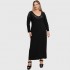 B22-123FD Long dress with lace on neck and shoulder - Black