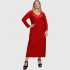 B22-123FD Long dress with lace on neck and shoulder - Dark red