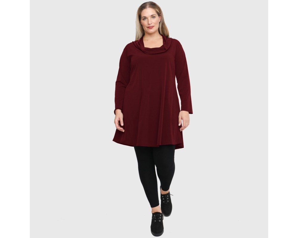 B21-175 Long blouse - Bordeaux Plus Size