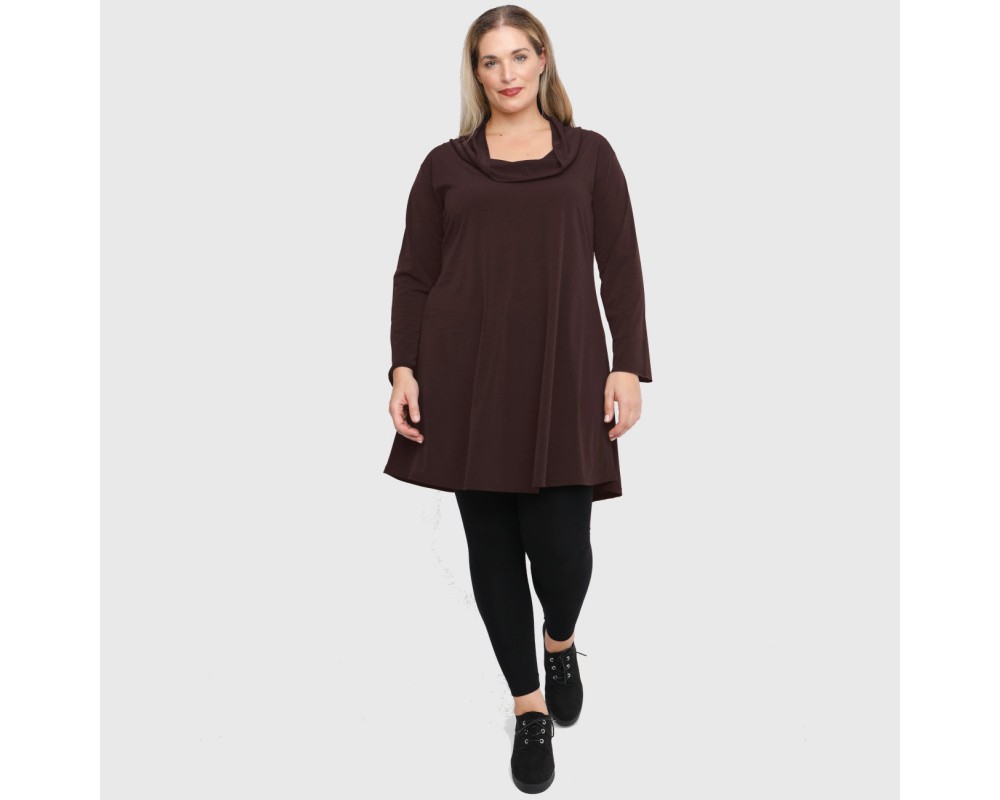 B21-175 Long blouse - Brown Plus Size