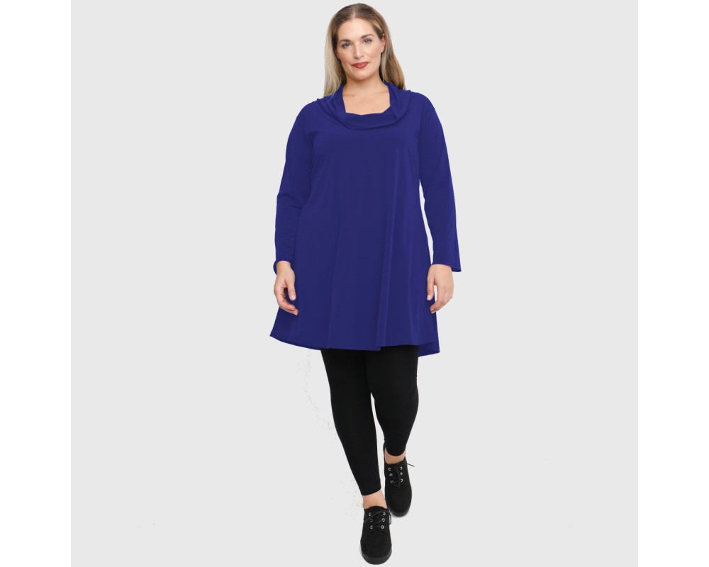 B21-175 Long blouse - Royal Blue Plus Size