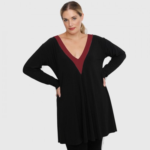 B22-176V Evaze blousedress - Bordeaux