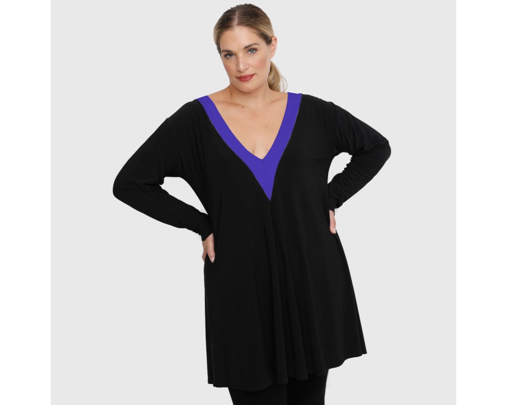 B22-176V Evaze blousedress - Royal Blue Plus Size