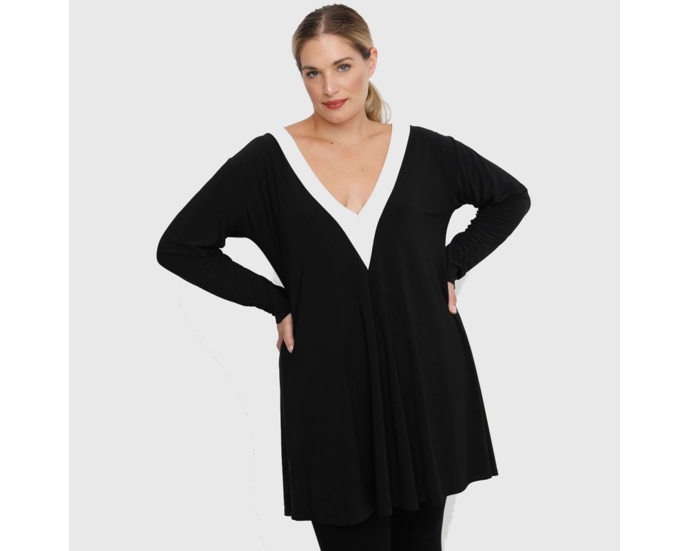 B22-176V Evaze blousedress - White Plus Size