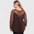 B22-189D Blouse with lace and bow on the back - Brown