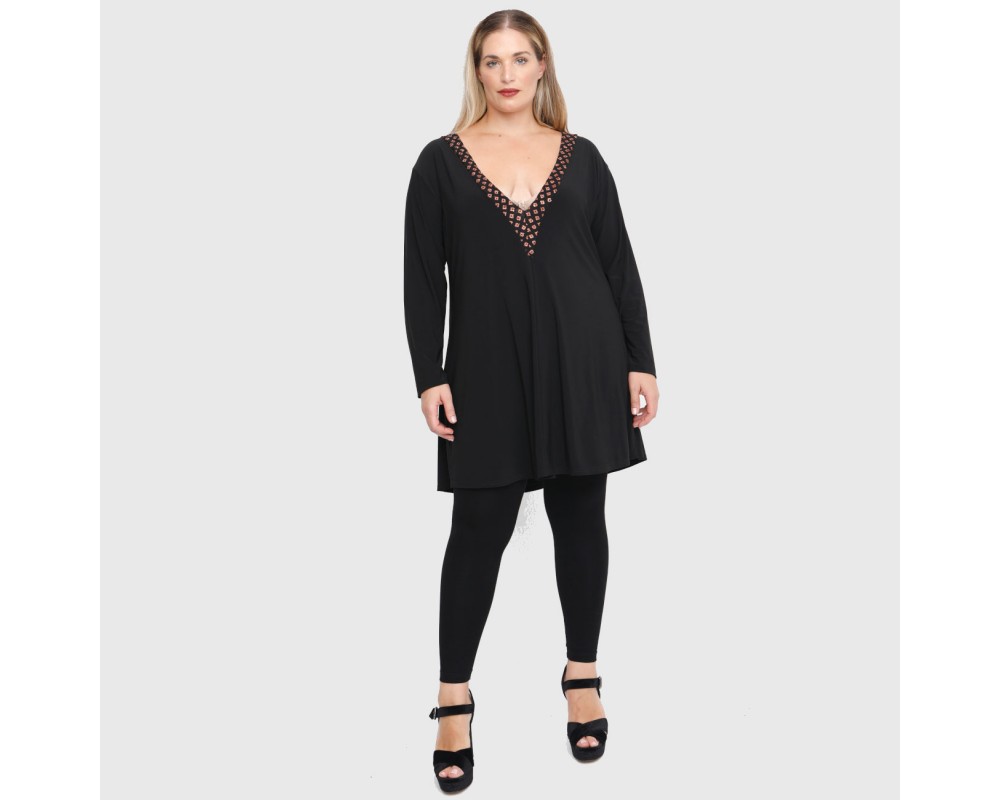 B22-2076V Evaze blousedress with strass finish Plus Size