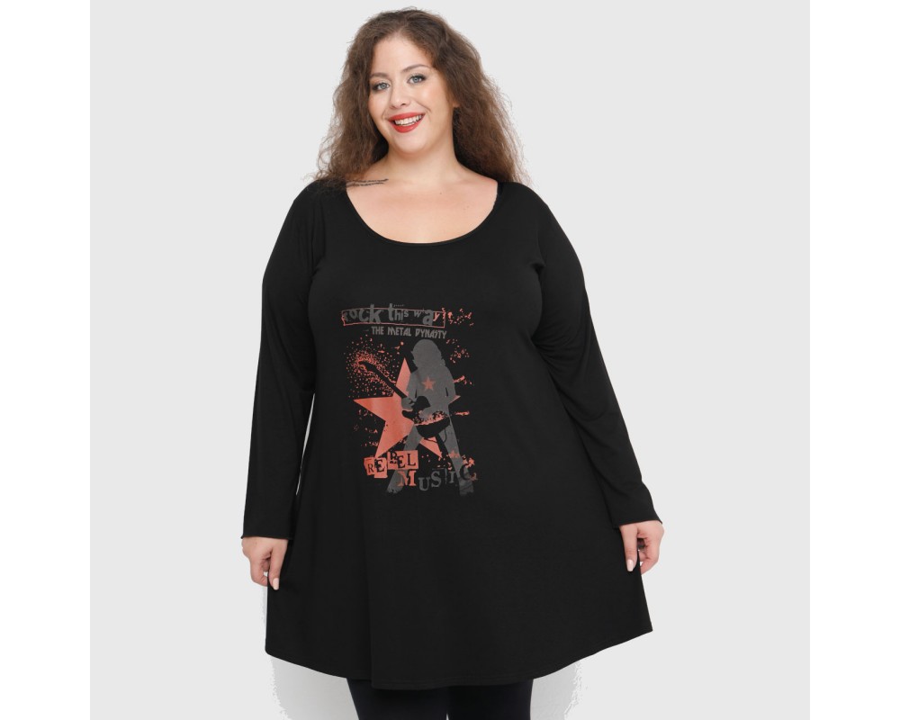 B22-276-S-11 Long Blouse with print Plus Size