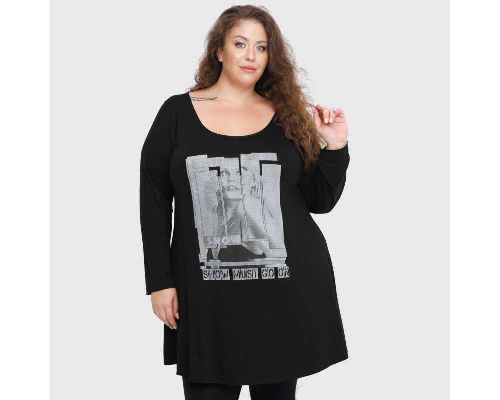 B22-276-S-3 Long Blouse with print Plus Size