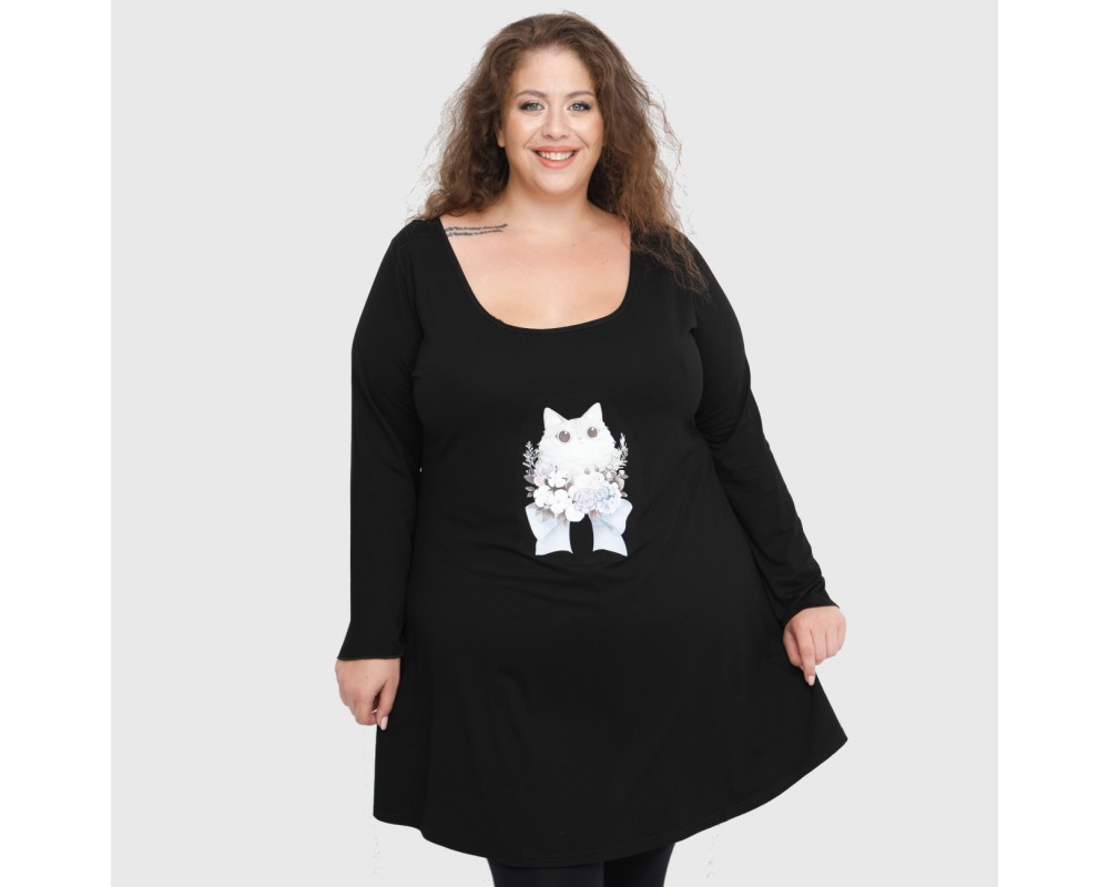 B22-276-S-6 Long Blouse with print Plus Size
