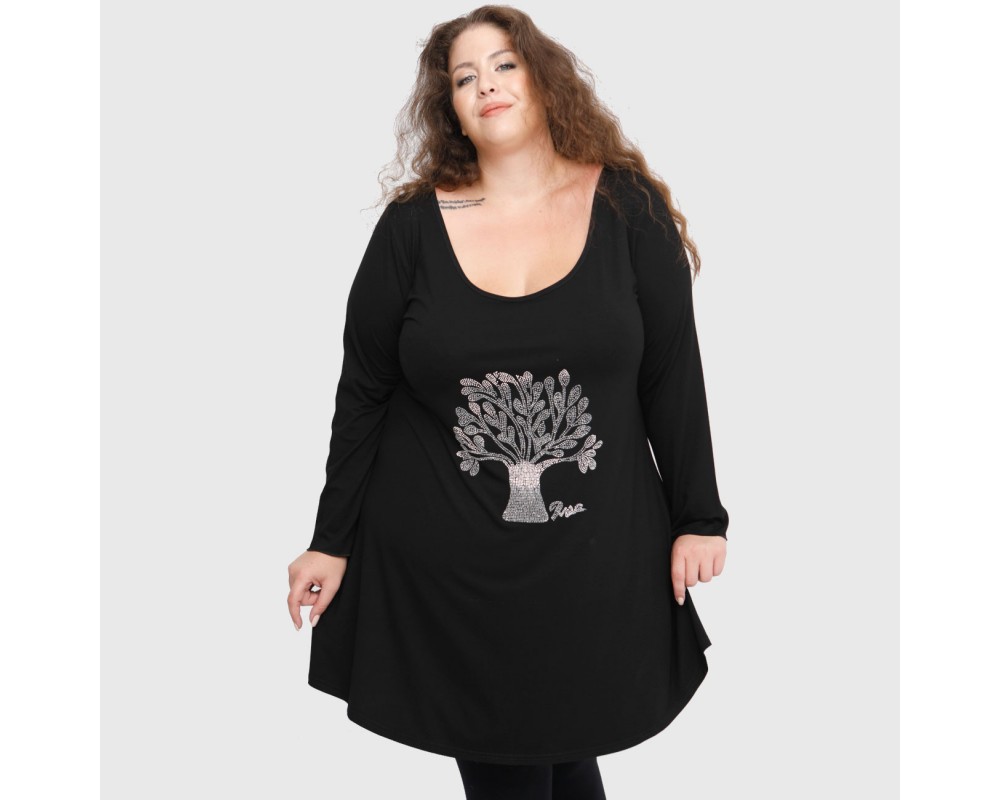 B22-276-S-8 Long Blouse with print Plus Size