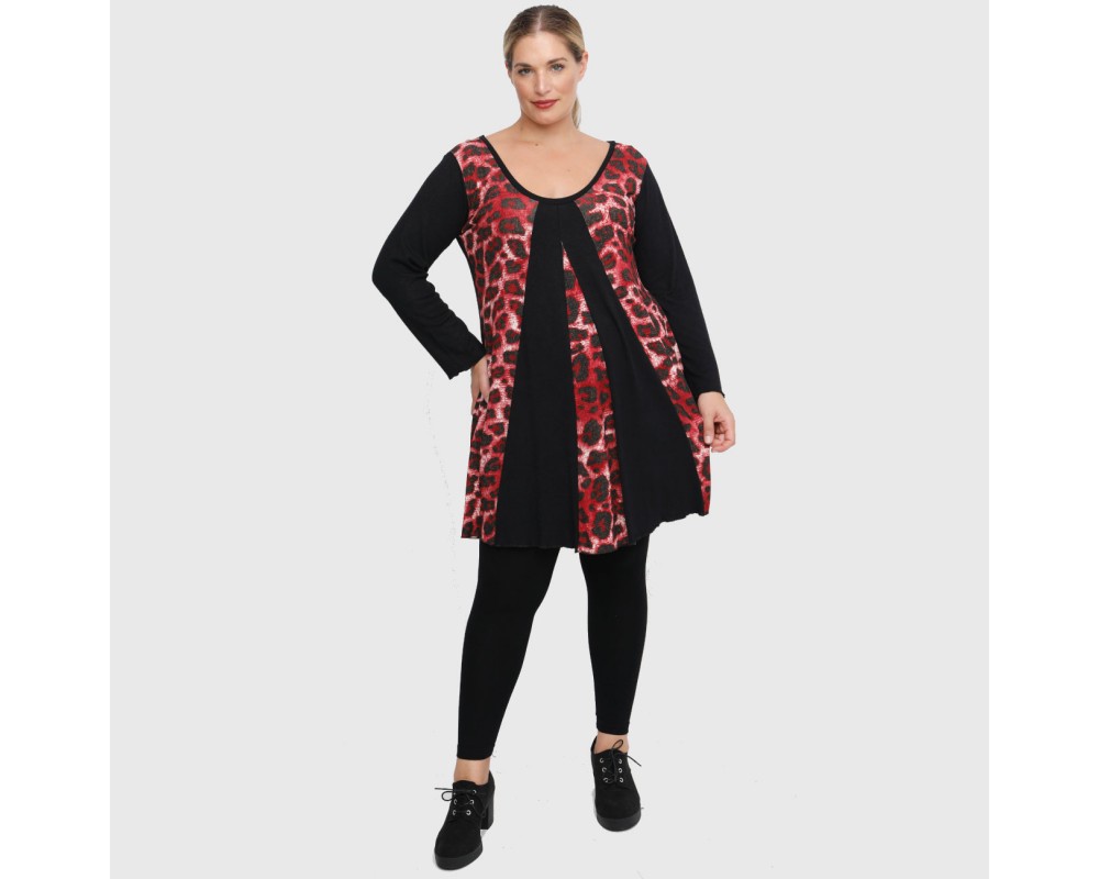 B22-2876K Knitted long blouse - Bordeaux Plus Size