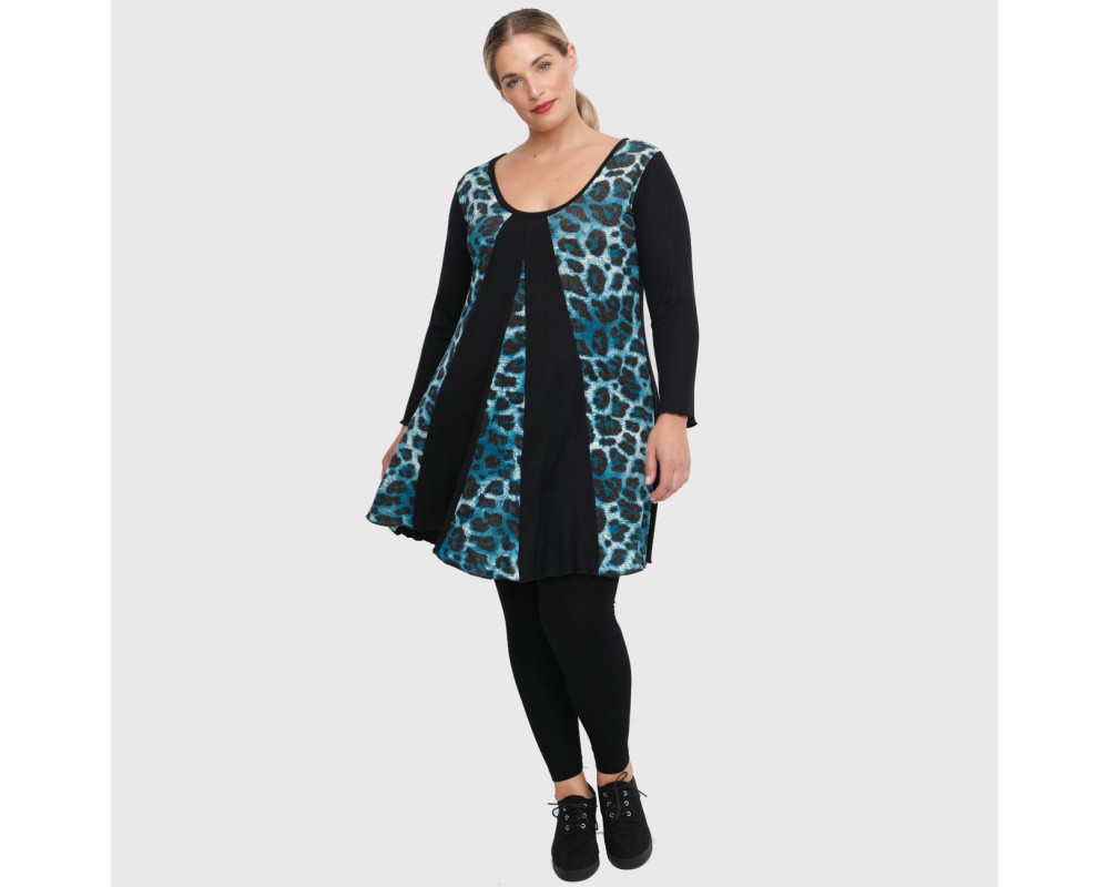 B22-2876K Knitted long blouse - Petrol Plus Size