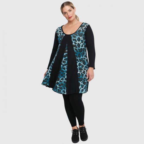 B22-2876K Knitted long blouse - Petrol