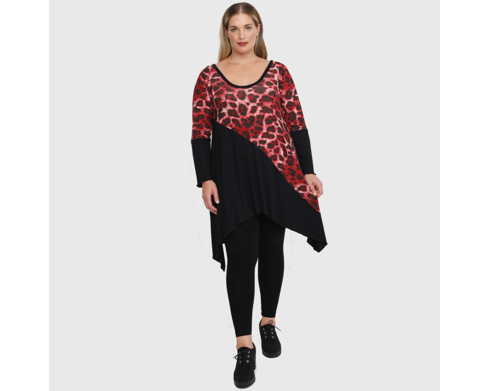 B22-2882K Knitted long blouse - Bordeaux Plus Size