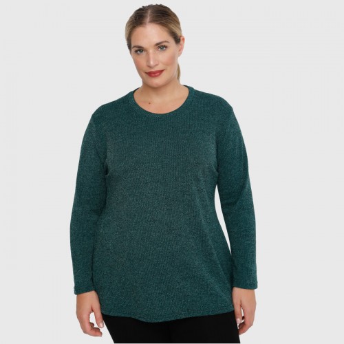B22-308L Knitted evaze blouse - Green