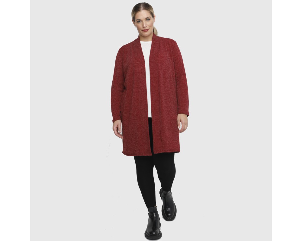 B22-342 Classic long cardigan - Bordeaux Plus Size