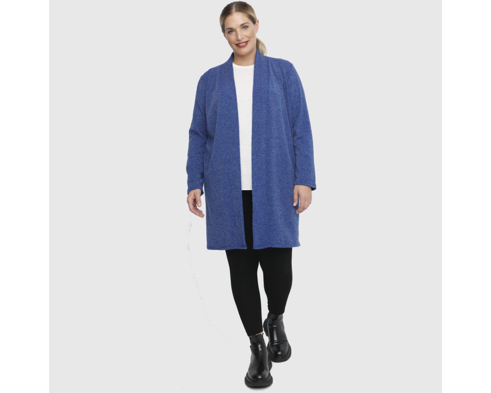 B22-342 Classic long cardigan - Royal Blue Plus Size