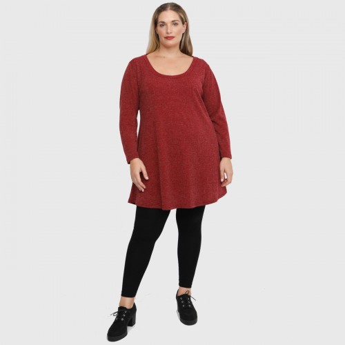 B22-376 Knitted blousedress - Bordeaux