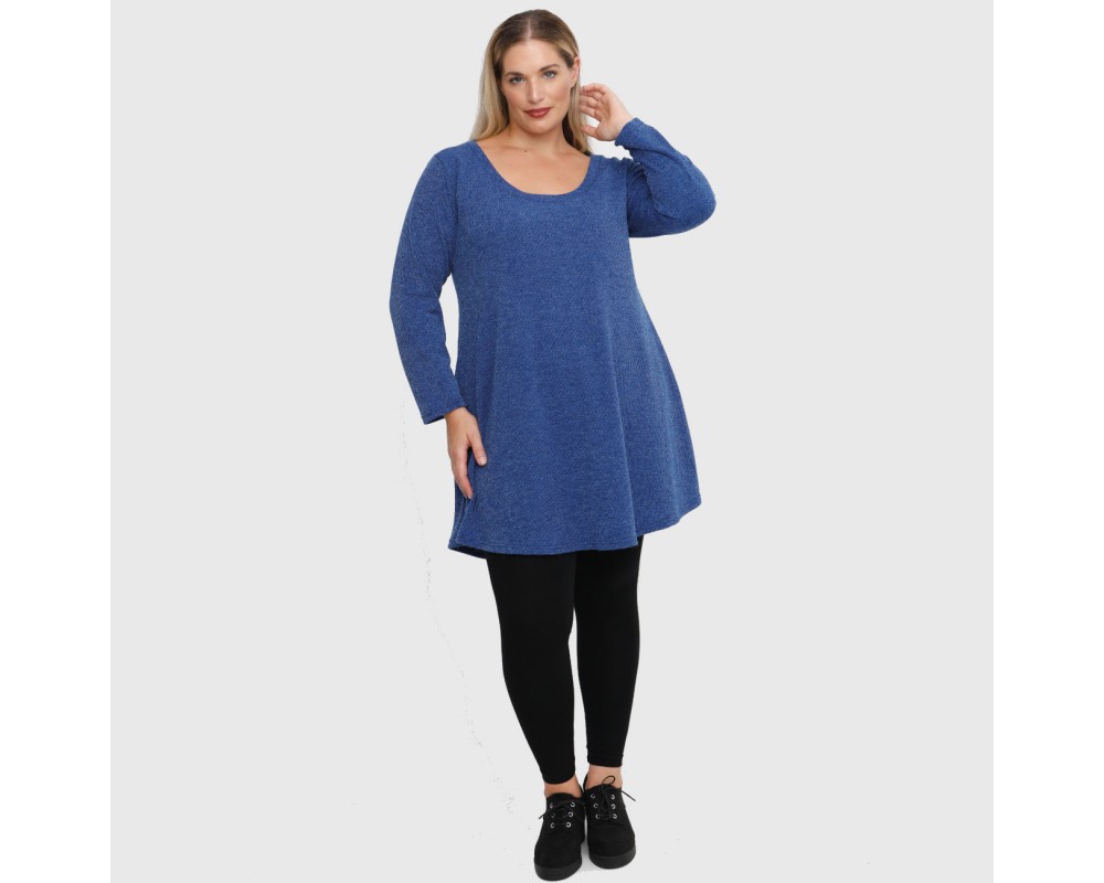 B22-376 Knitted blousedress - Royal Blue Plus Size