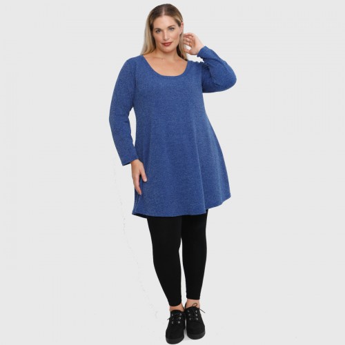 B22-376 Knitted blousedress - Royal Blue