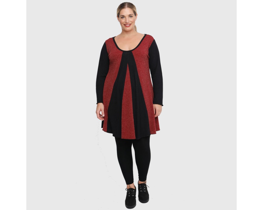 B22-376K Knitted long blouse - Bordeaux Plus Size