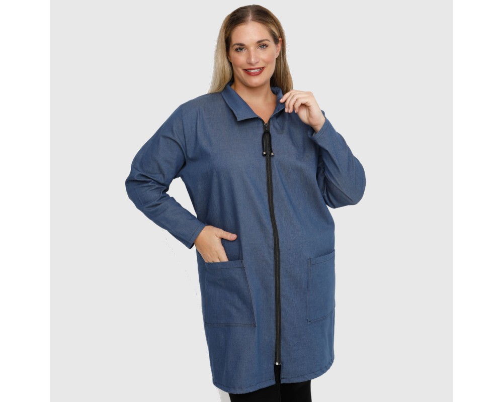 B22-6829MG Long denim Jacket without inner lining Plus Size
