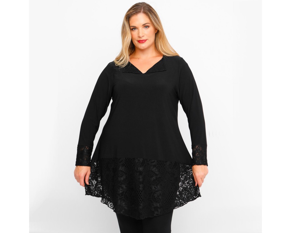 B23-120D Evaze Blousedress - Black Plus Size