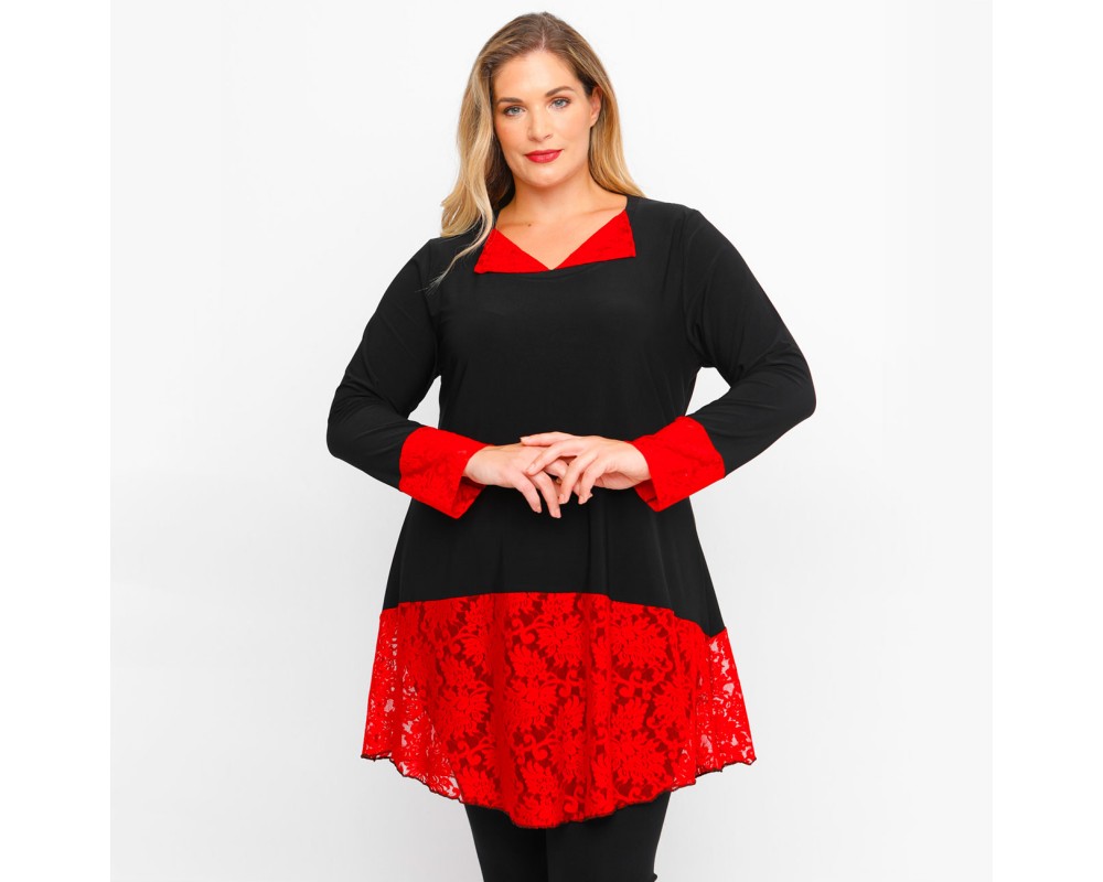 B23-120D Evaze Blousedress - Red Plus Size