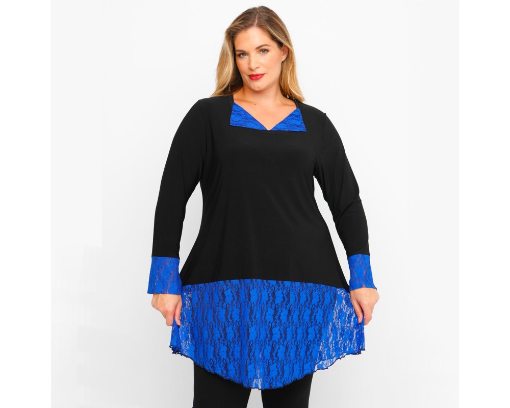 B23-120D Evaze Blousedress - Royal Blue Plus Size