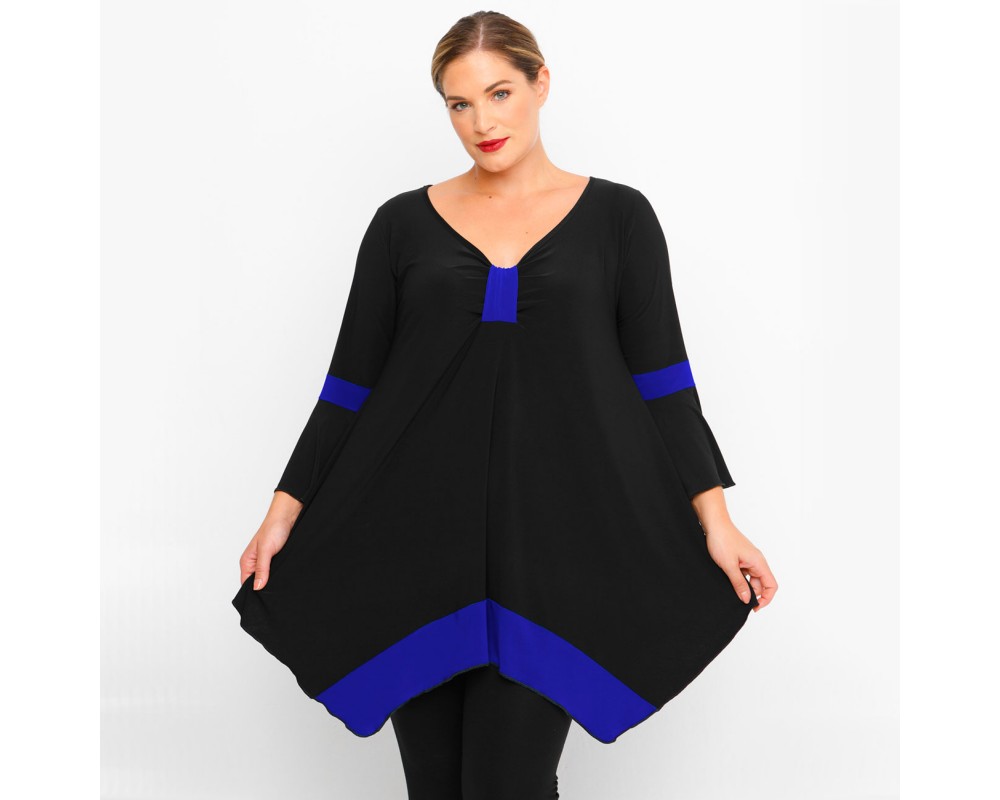 B23-155D Alpha Blouse - Royal Blue Plus Size