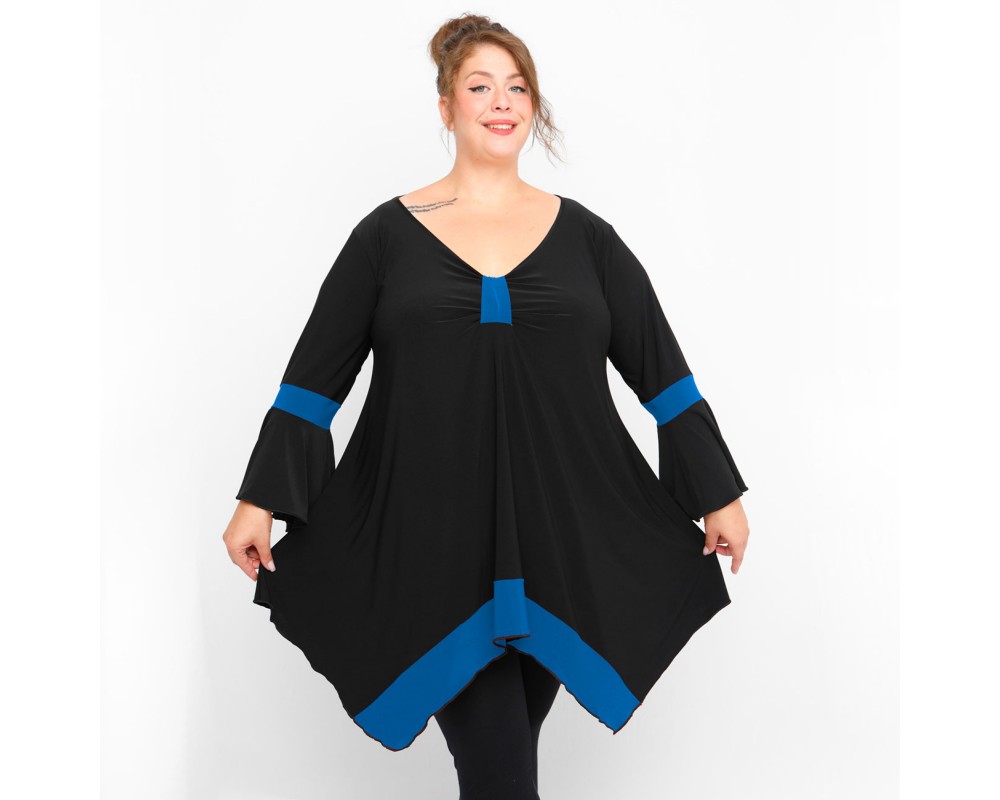 B23-155D Alpha Blouse - Petrol Plus Size