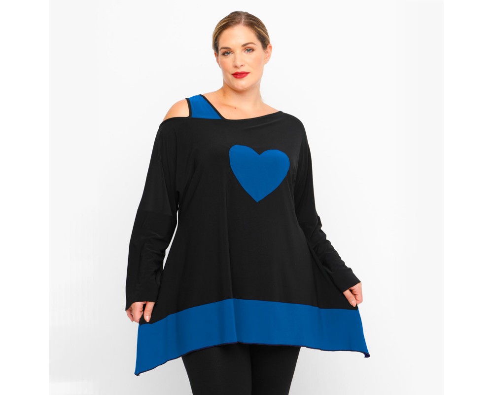 B23-158 Alpha Reglan Blouse - Petrol Plus Size