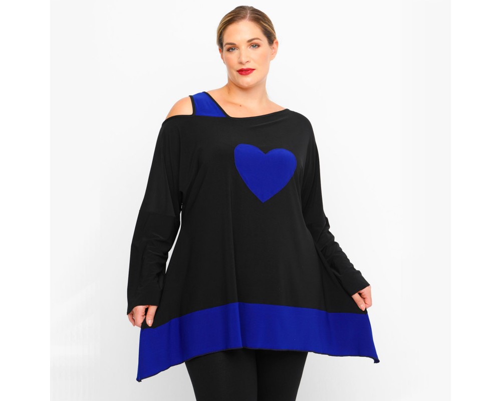B23-158 Alpha Reglan Blouse - Royal Blue Plus Size