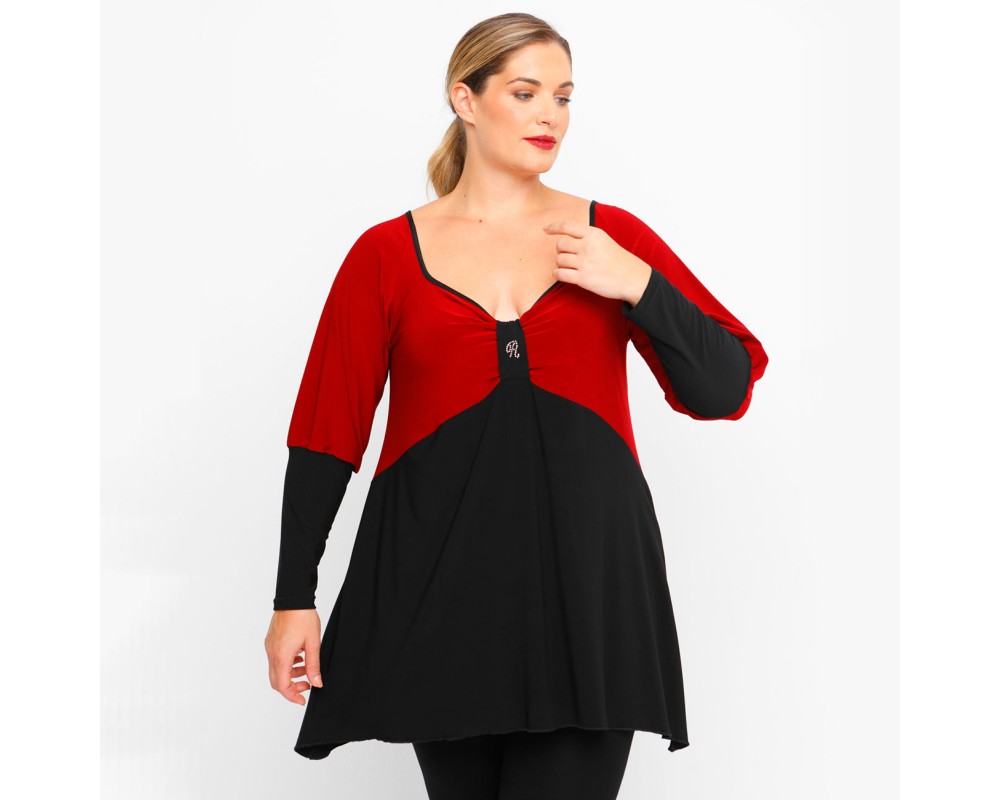 B23-161 Alpha Blouse - Bordeaux Plus Size