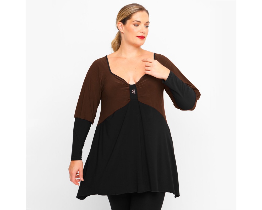 B23-161 Alpha Blouse - Brown Plus Size